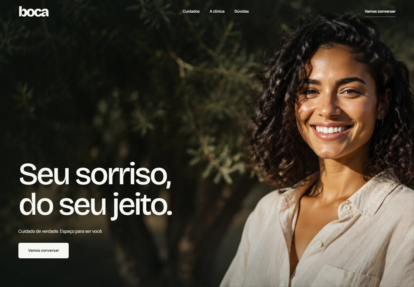 Página inicial do modelo Boca Odontologia.