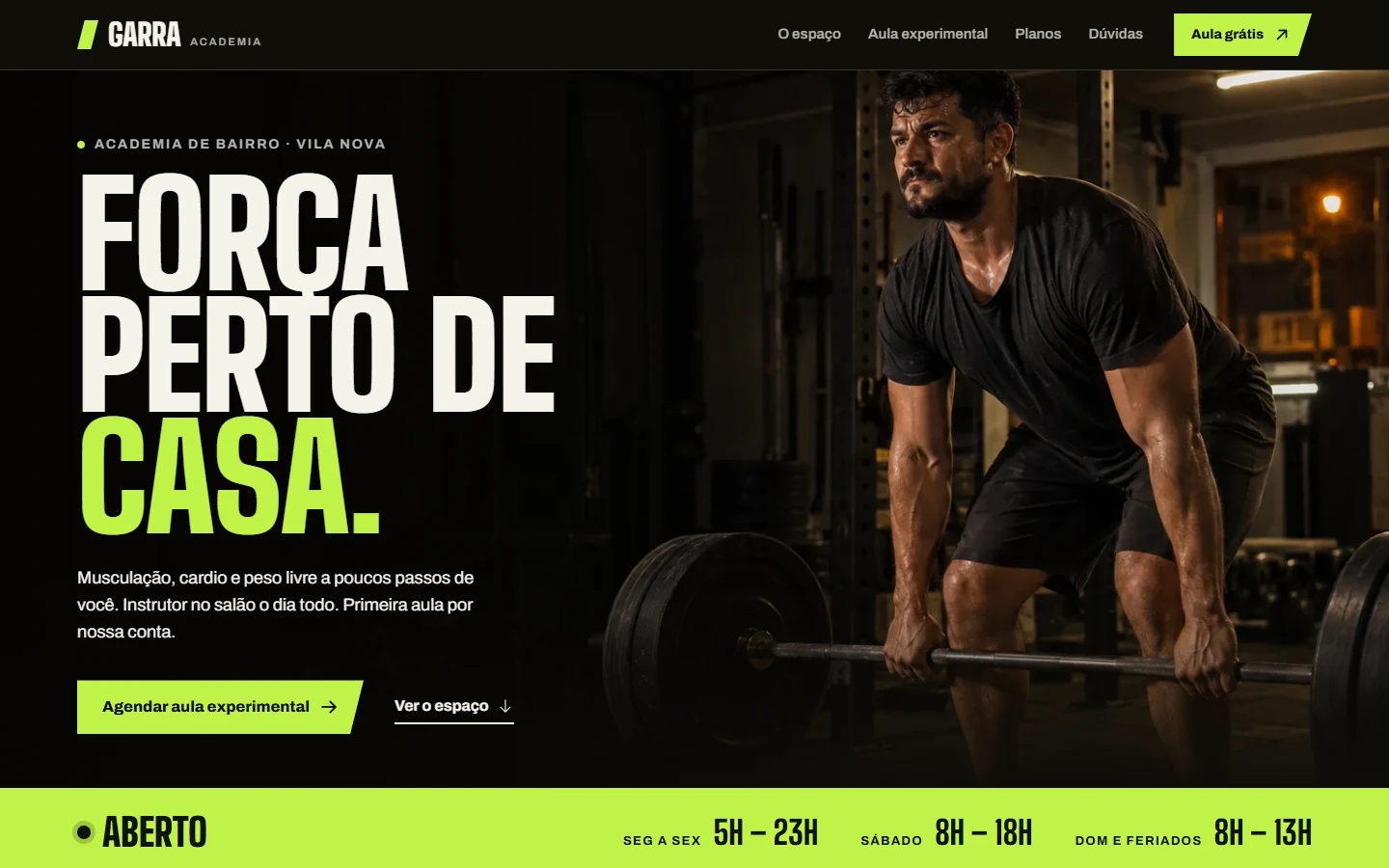 Página inicial do site Garra Academia, capturada no navegador.